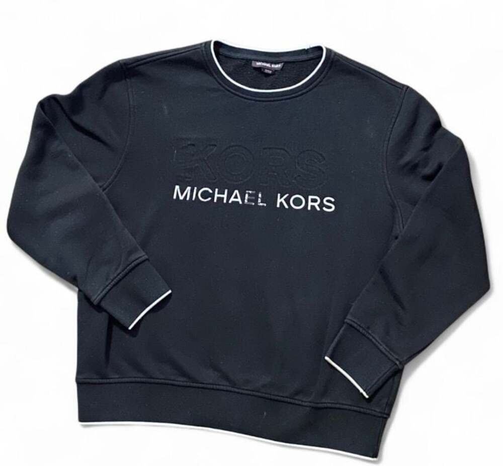 Michael Kors Men's Embossed Logo Crewneck Sweatshirt with White Piping